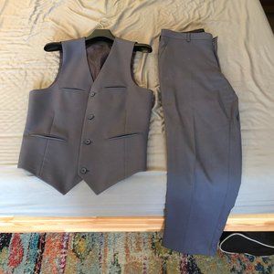 Mens Suit Vest & Pants matching set: slate blue